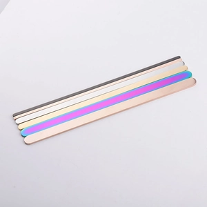 Polished stainless steel DIY blank strips in five metallic colors for custom engraving