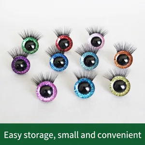 3D Glitter Doll Eyes With Long Eyelashes DIY Toy Craft Making Colorful Plastic Eyeballs Accessories