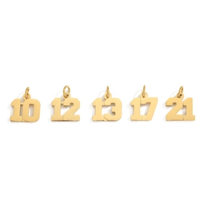 Polished 316L stainless steel gold number charms for DIY jewelry making
