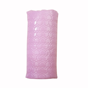 Quilted heart pattern PU leather nail art hand rest pillow in lavender pink color