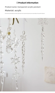 Adornos de copos de nieve de acrílico transparente con cintas para Navidad
