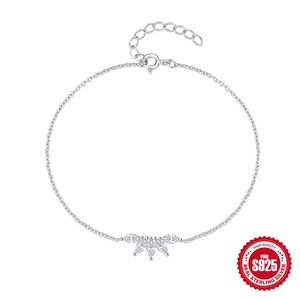 Elegant S925 sterling silver bracelet featuring marquise-cut zircon crown design