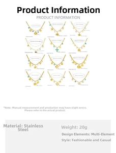 Detailed size and weight chart for stainless steel chain necklaces with various charms
