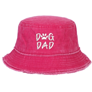 Bob en jean rose délavé avec broderie DOG DAD et détails de bords effilochés élégants