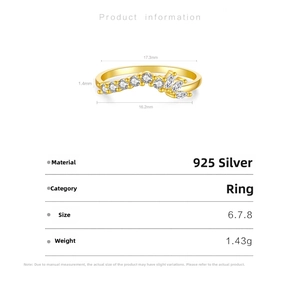 Detailed view of S925 silver ring with dimensions and marquise zircon measurements