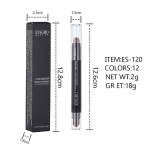Dual-ended eyeshadow stick with brush, 12 colors available, longwear pearlescent matte stick