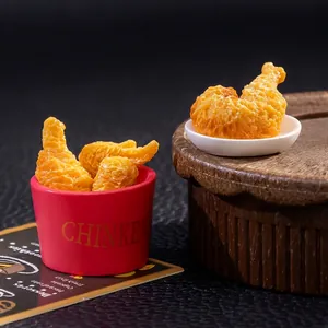 Modèles de cuisses de poulet frit miniatures en seau rouge et assiette pour décor DIY