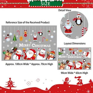 Détails des stickers de Noël avec Père Noël, rennes et bonhomme de neige sur mur