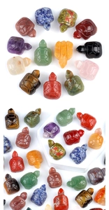 Macro shot of assorted natural crystal and gemstone turtle figurines in diverse vibrant colors