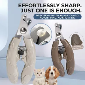 Pet Nail Clipper Stainless Steel Sharp Grooming Tool With Safety Guard And Lock For Cats Dogs Bear Paw Design Non-Slip