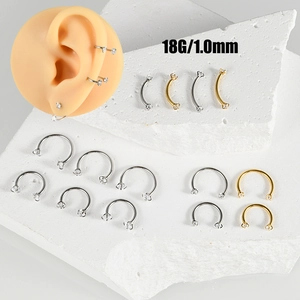 Stainless Steel Zirconia Body Piercing Jewelry Internally Threaded Horseshoe Ring And Curved Barbell For Lip Nose Eyebrow