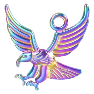 Rainbow-plated stainless steel eagle pendant for DIY necklaces and jewelry making
