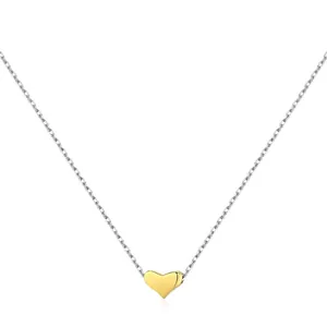 Minimalist S925 silver heart necklace featuring a polished golden pendant on a silver chain