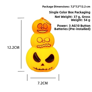 Three-tier Halloween pumpkin lantern with smiling faces and top hanging hook