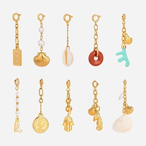 Stainless Steel Charms Pendants DIY Jewelry Making Connectors Ocean Shell Seahorse Starfish Artificial Pearl Hamsa Hand Waterproof