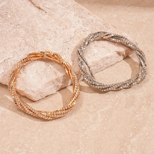 Vintage multi-layer wrap bracelets with rhinestones in gold and silver finish