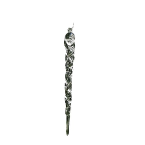 Transparent spiral glass icicle ornament with hanging loop for Christmas tree decor