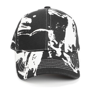 Casquette de baseball en coton tie-dye à motif abstrait noir et blanc tendance