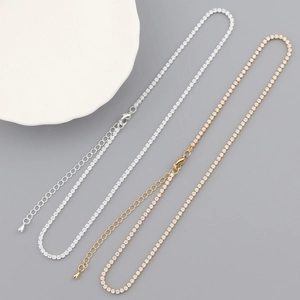 Elegant gold and silver tennis necklaces with zircon stones and adjustable clasps