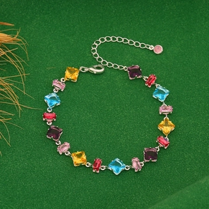 Colorful Zircon Crystal Candy Bracelet For Women Copper Silver Plated Sparkly Light Luxury Minimalist Jewelry