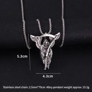 Gotische Sensenmann-Anhänger mit Edelstahl-Boxkette Halskette für Herren Schmuck