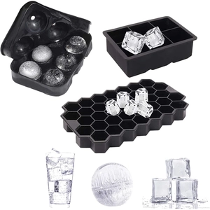 Silicone Ice Cube Tray Mold Sphere Square Honeycomb Skull Shape For Whiskey Cocktails Reusable Flexible Easy Release