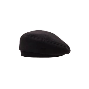 Classic black wool beret hat for women with minimalist retro british painter style
