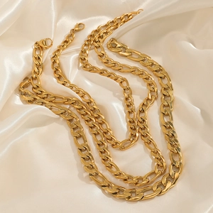 Minimalist Stainless Steel Figaro Chain Necklace For Women Gold Silver Rose Gold Plated Geometric Link Necklace Jewelry