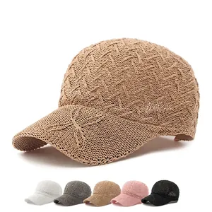 Women Baseball Cap Knitted Polyester Mesh Breathable Sunshade Outdoor Casual Elegant Minimalist Hat