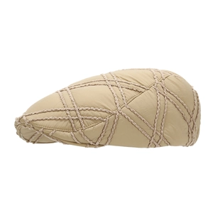 Padded beige quilted flat cap with geometric stitching for autumn and winter wind protection
