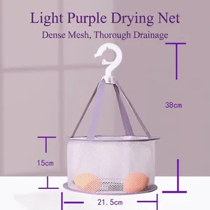 Single-layer light purple mesh drying net for makeup sponges with 38cm total height