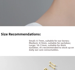 Detailed size guide for 999 sterling silver stud earrings in 6mm, 8mm, and 10mm lengths