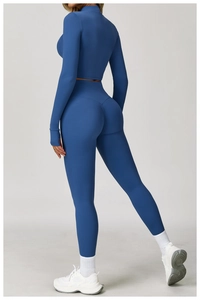 Detail view of high-waist seamless yoga leggings with ergonomic stitching for body contouring