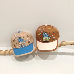 Kids dinosaur baseball cap with cartoon embroidery and breathable sun protection mesh fabric