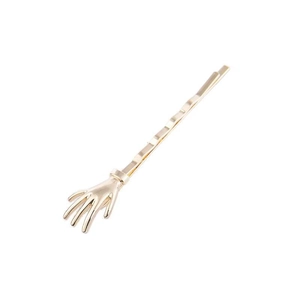 Fashionable gold alloy hair clip featuring a minimalist skeleton hand design and smooth finish