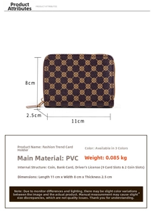 Detail view of PVC card wallet featuring yellow clover pattern and 9 internal card slots