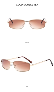Detail view of gold metal frame sunglasses with gradient tea lenses and silicone nose pads