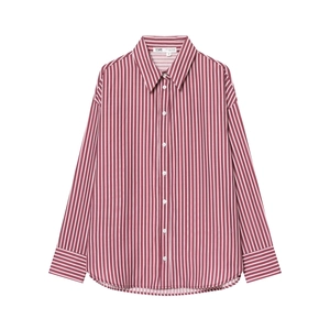 Women Long Sleeve Striped Button Down Shirt Cotton Lapel Collar Casual Blouse Tops