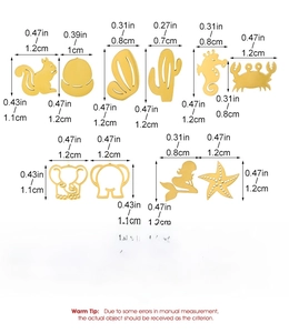 Detailed measurement guide for 18k stainless steel animal stud earrings with dimensions