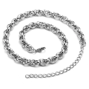 Polished silver stainless steel 10mm double layer pearl chain necklace with lobster clasp