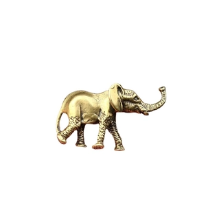 Antique brass elephant figurine statue for home decor with trunk up for good luck