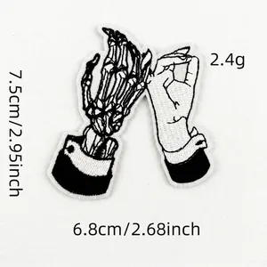 Size detail of pinky swear embroidery patch, 7.5cm by 6.8cm punk style apparel accessory