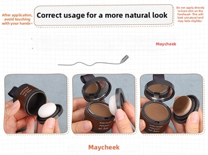 Detail view of hairline shadow powder with mirror and sponge puff for natural contouring