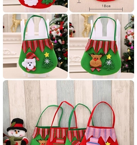 Detail of green elf boot Christmas gift bag showing dimensions and 3D applique