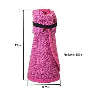 Cappello da sole rosa pieghevole con fiocco, dimensioni 19 cm altezza e peso 150 g