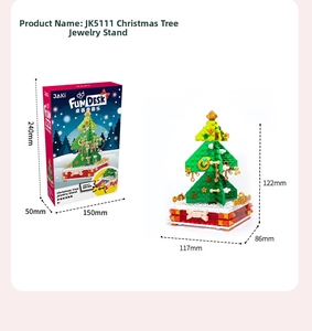 Detailed size specifications for the Christmas tree building block music box and jewelry rack