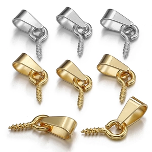 Stainless Steel Pinch Bails With Screw Eye Pegs Jewelry Making Accessories Handmade Connector Findings
