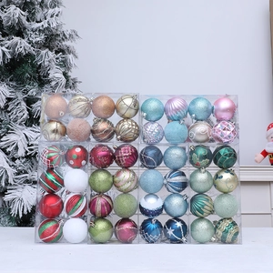 Set of colorful hand-painted Christmas ball ornaments in assorted sizes and finishes