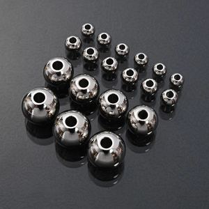 Polished stainless steel round spacer beads with holes in various sizes for DIY jewelry
