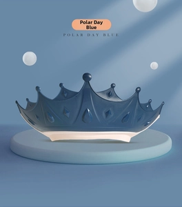 Polar Day Blue crown-shaped baby bath visor with adjustable silicone ear protection